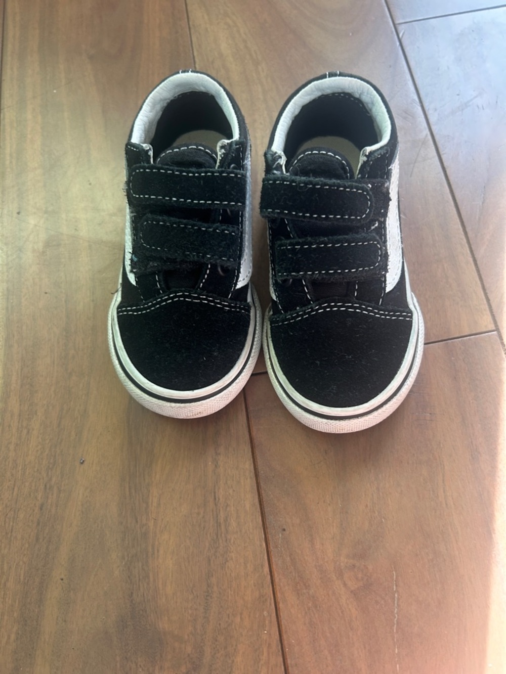 Vans Kids Black & White Velcro Skate Sneakers
